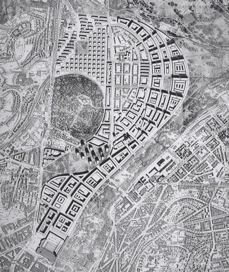 Stuttgart 21, Masterplan zur städtebaulichen Untersuchung, 1994. ‘Stuttgart 21’, master plan of an urban development study, 1994.